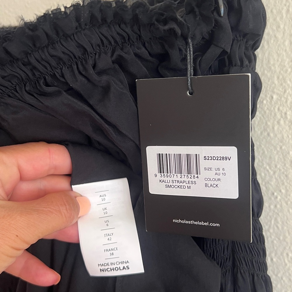 NWT Nicholas Kalli Elegant Black Strapless Maxi Dress Size US 6 AU 10 - Picture 15 of 15